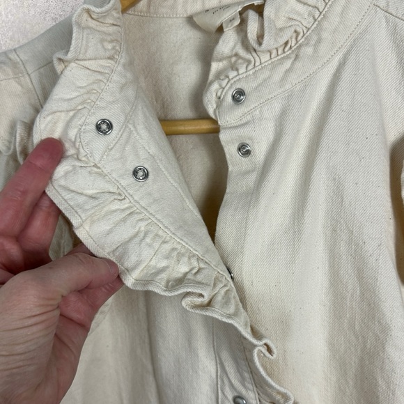 Sezane Eva Shirt Mottled Ecru Size 36 French / US 4 Ruffle‎ Button Top Blouse - Picture 9 of 16